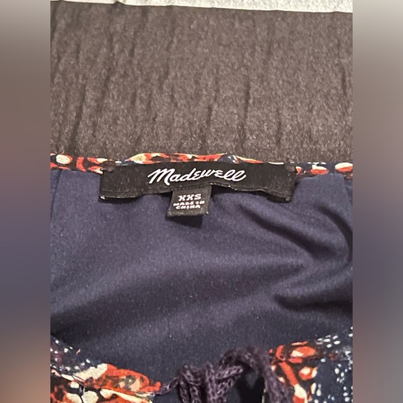 Madewell Womens V Neck Ruffle Trim Abstract Peplum Midi Dress Multi - Picture 8 of 9